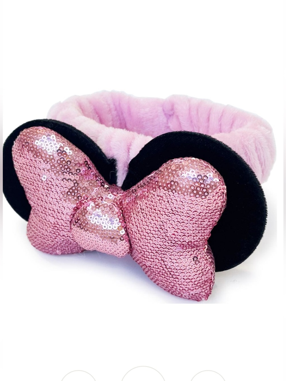 Disney Sequined Pink Minnie Bow 3D Teddy Headband Makeup Brush Holder - Picture 4 of 4